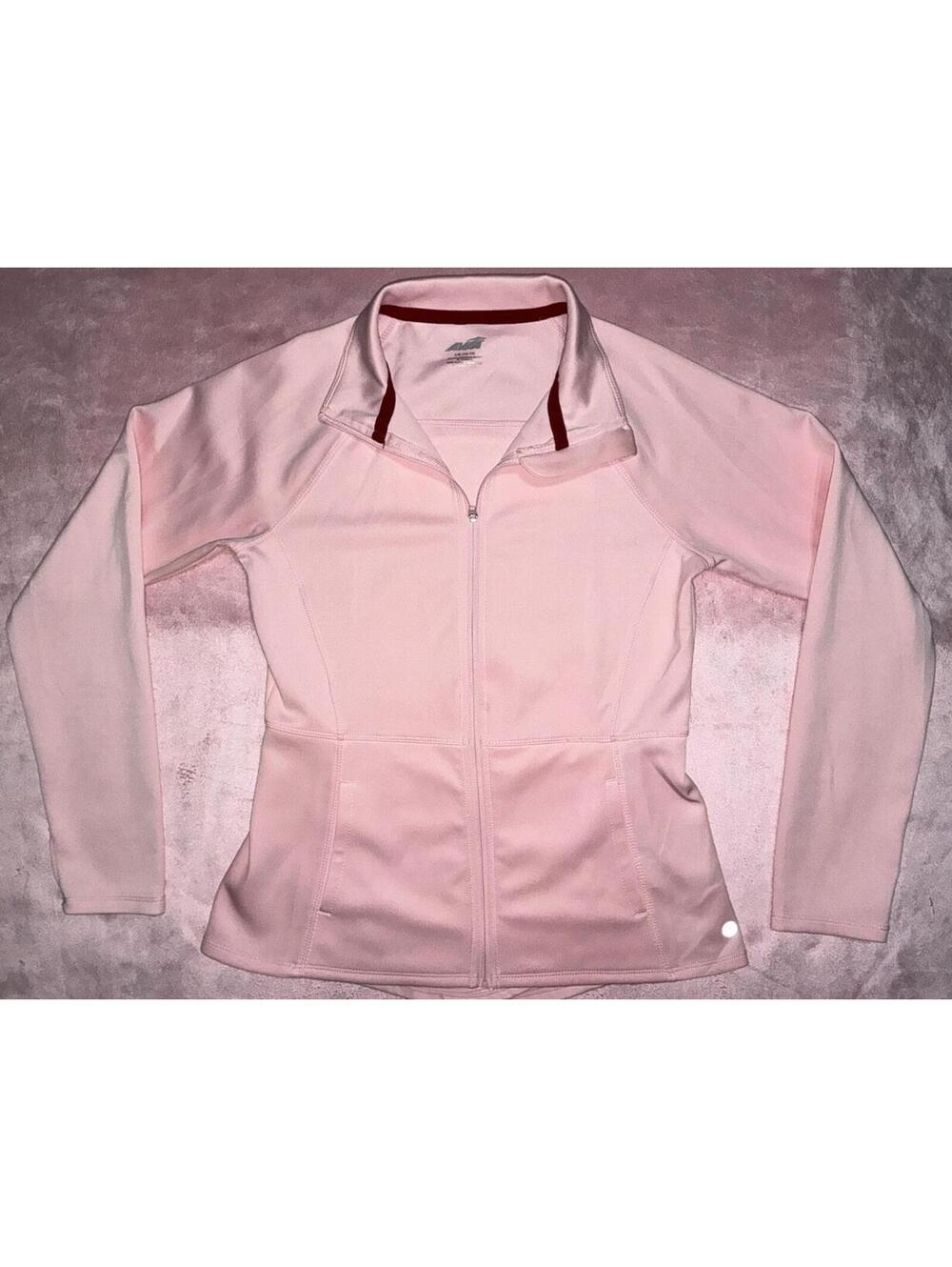 Avia Pink Full Zip Athletic Jacket Red Highlights w/Pockets Sz L 10/12 VGC